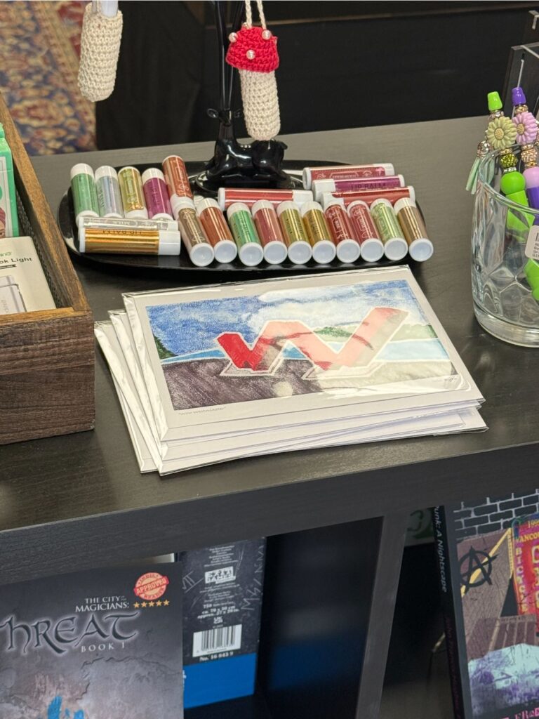 My "Wow Westminster" art cards on display at Groove Cat Records and Books on 6th Street in New Westminster, BC